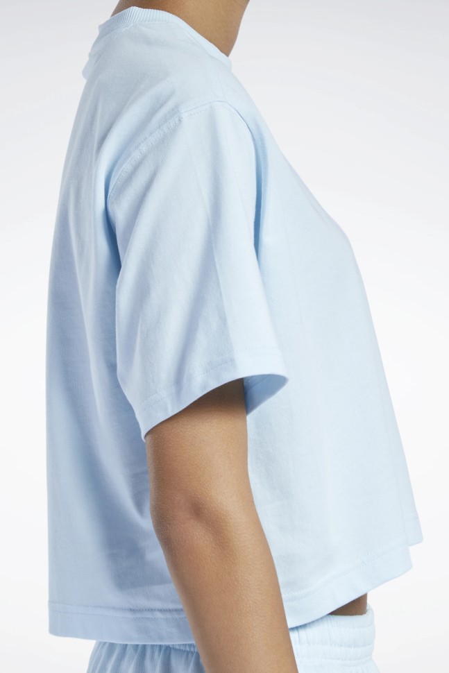 Футболка мужская Reebok Cl Pf Big Logo Crop голубая HB8652 изображение 4