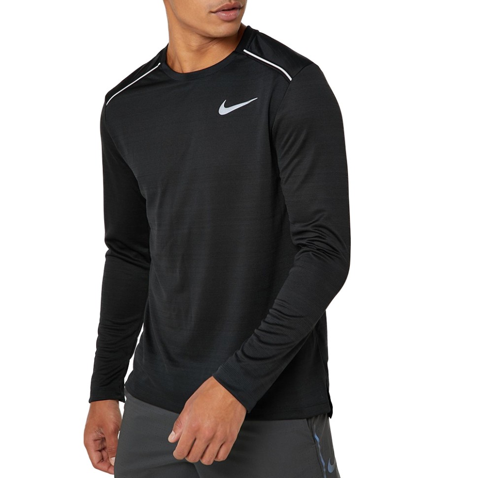 Футболка чоловіча Nike M NK DF MILER TOP LS чорна AJ7568-010 — фото 1