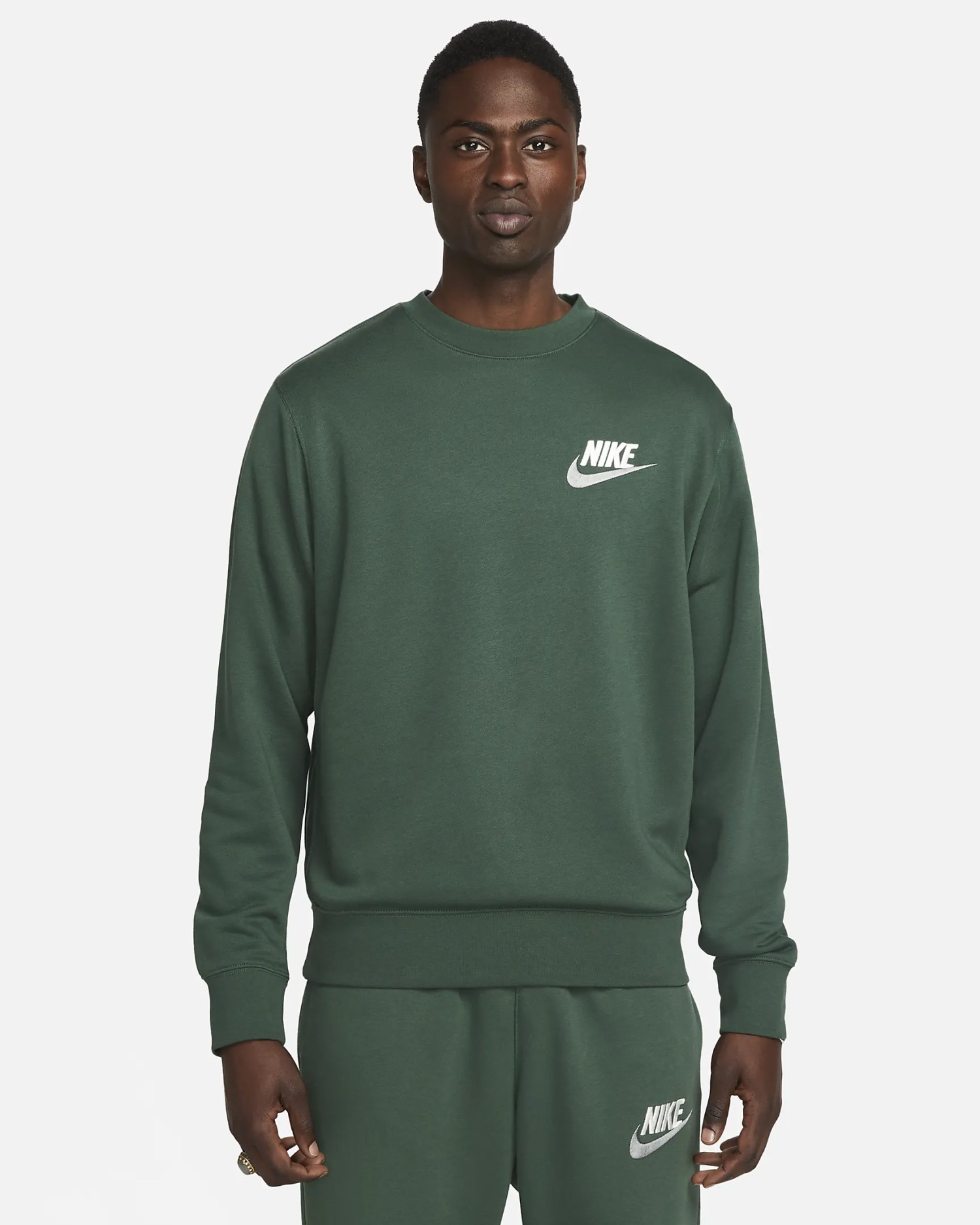 Толстовка мужская Nike M NK CLUB+ FT CREW LBR зеленая FB7684-323 изображение 2