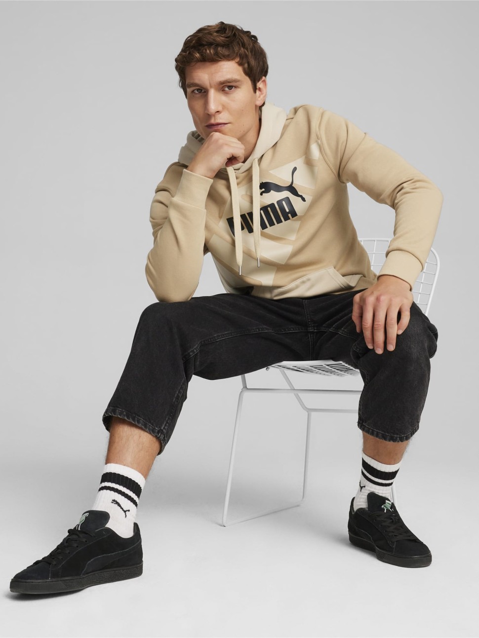 Толстовка чоловіча Puma PUMA POWER Graphic Hoodie бежева 67896383 — фото 4