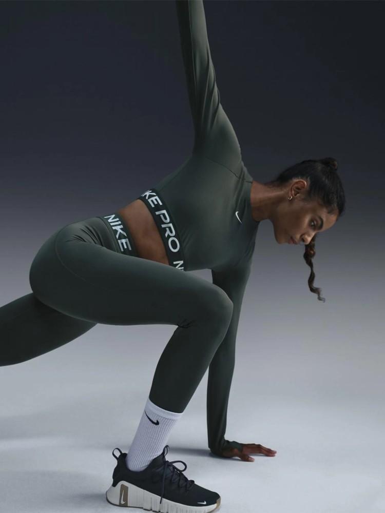 Футболка жіноча Nike NIKE PRO DF 365 CROP LS зелена FV5484-338 изображение 4