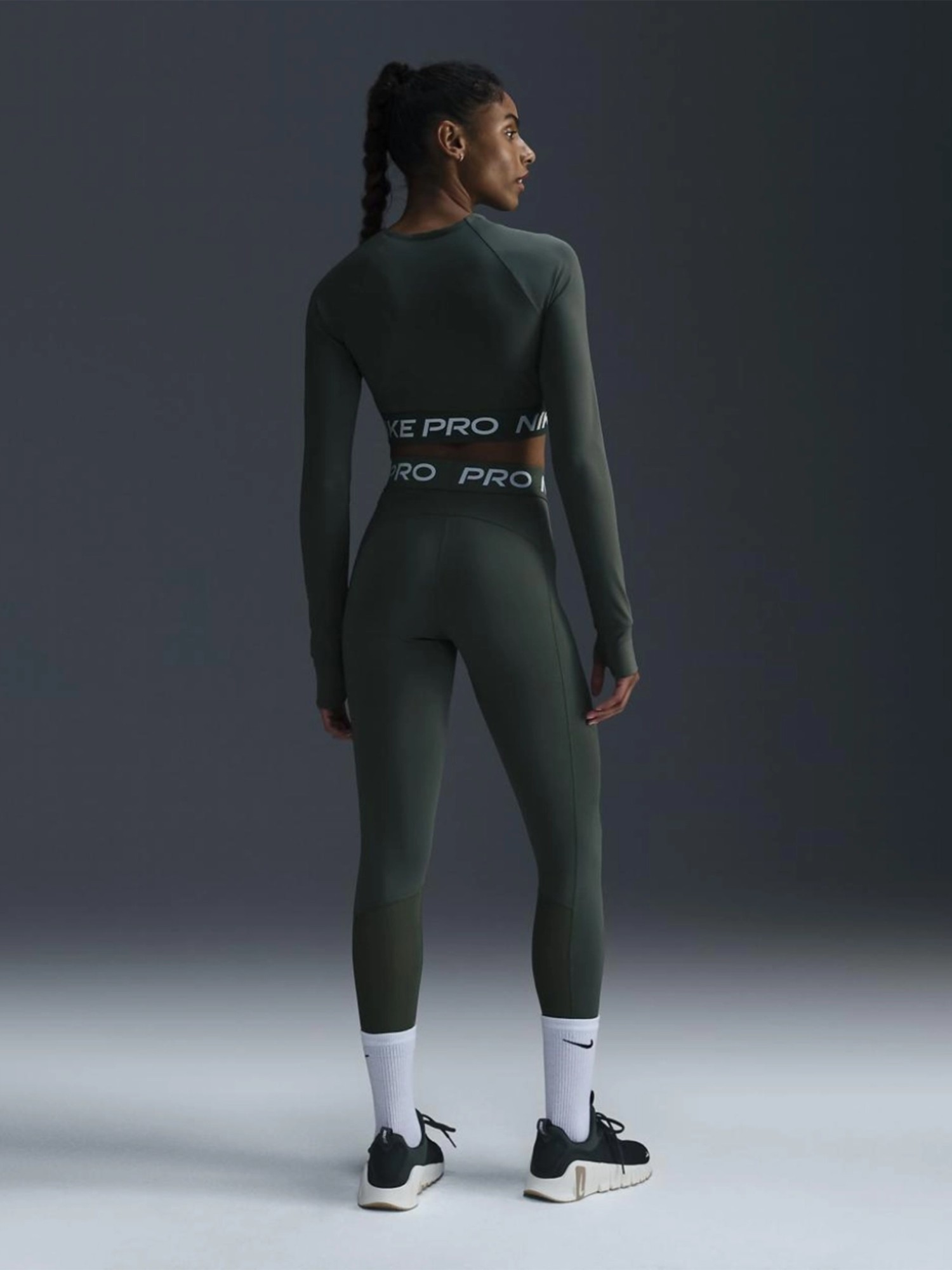 Футболка женская Nike NIKE PRO DF 365 CROP LS зеленая FV5484-338 изображение 5