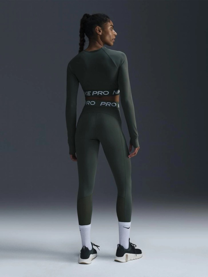 Футболка жіноча Nike NIKE PRO DF 365 CROP LS зелена FV5484-338 изображение 5