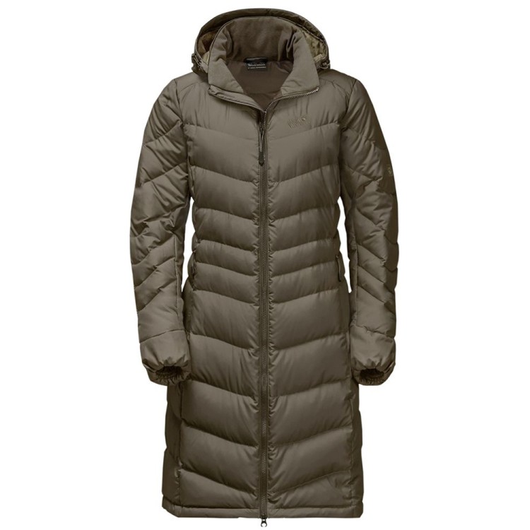 Пальто пуховое женское Jack Wolfskin Selenium Coat оливковое 1202081-4690