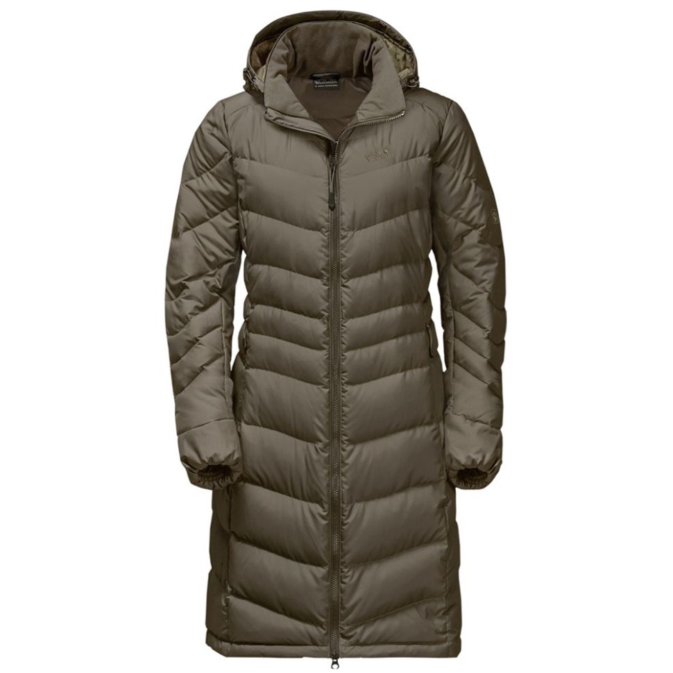 Пальто пуховое женское Jack Wolfskin Selenium Coat оливковое 1202081-4690