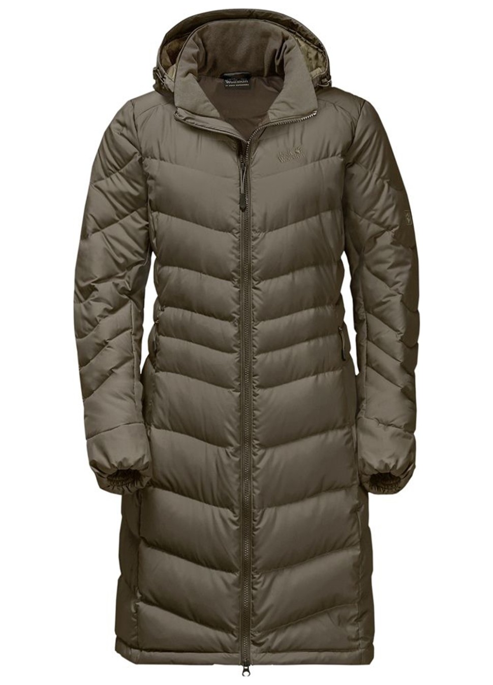 Пальто пуховое женское Jack Wolfskin Selenium Coat оливковое 1202081-4690 — фото 2