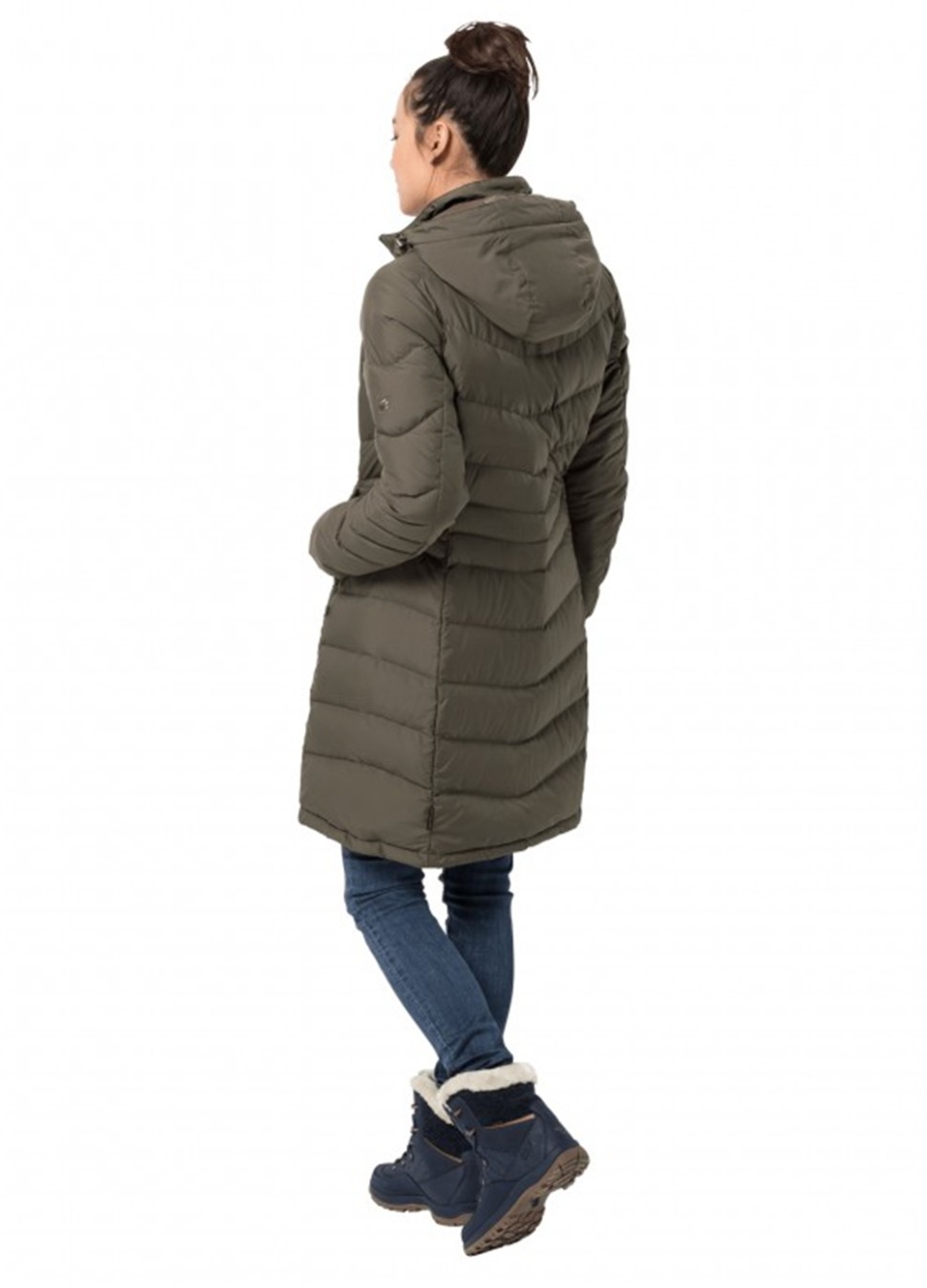 Пальто пуховое женское Jack Wolfskin Selenium Coat оливковое 1202081-4690 — фото 3
