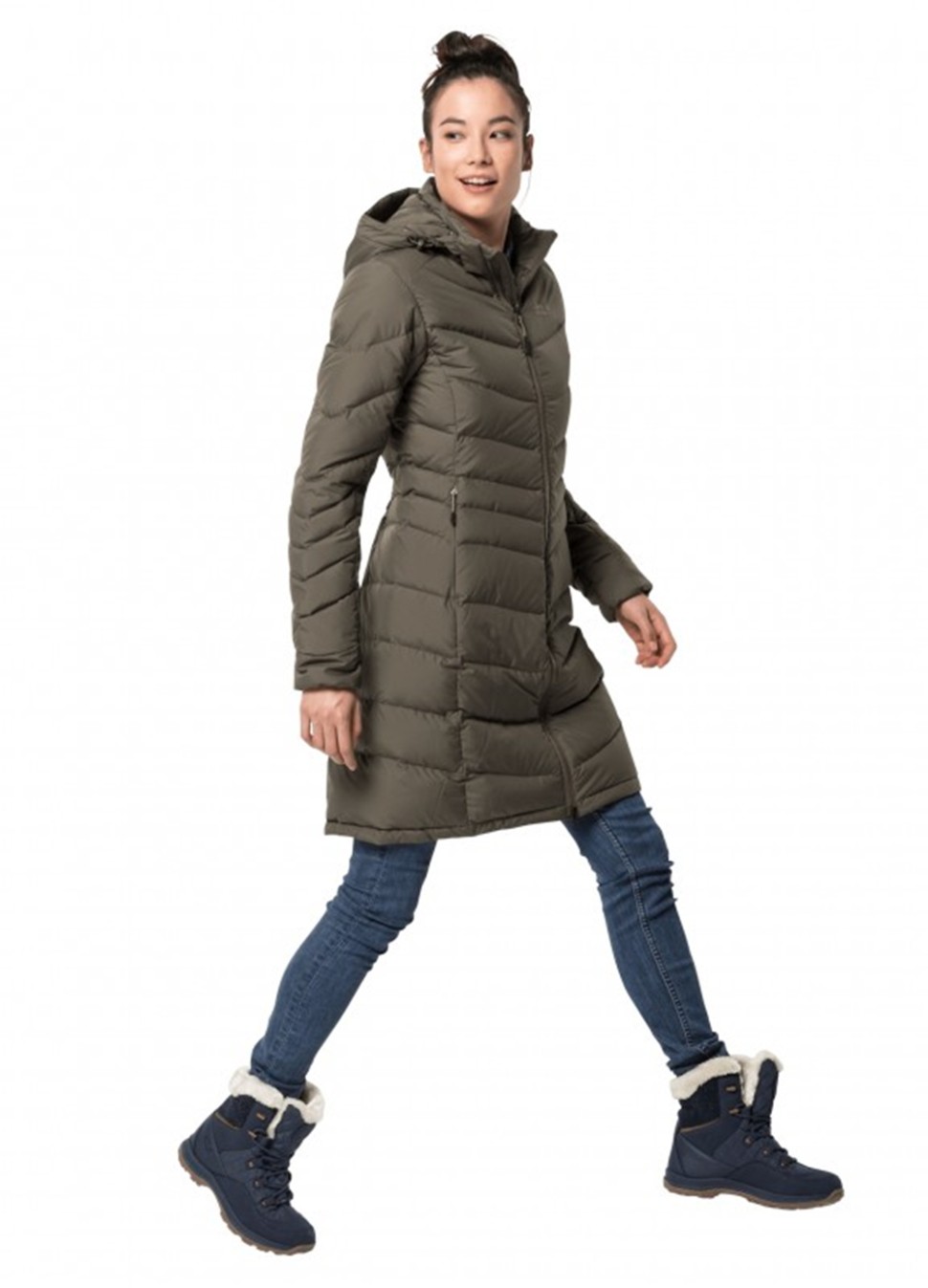 Пальто пуховое женское Jack Wolfskin Selenium Coat оливковое 1202081-4690 — фото 4
