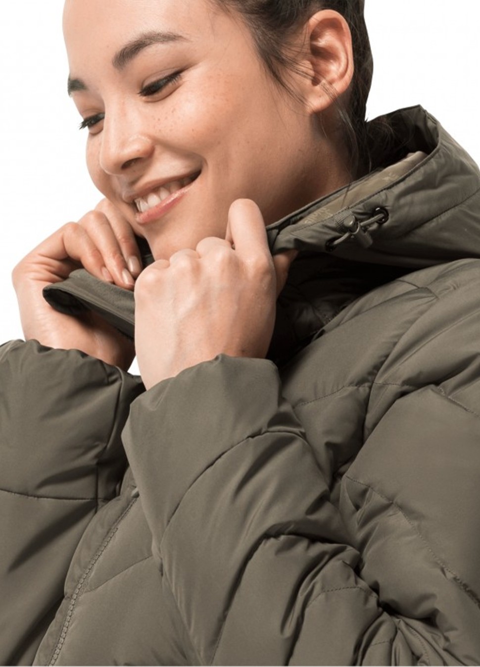 Пальто пуховое женское Jack Wolfskin Selenium Coat оливковое 1202081-4690 — фото 5