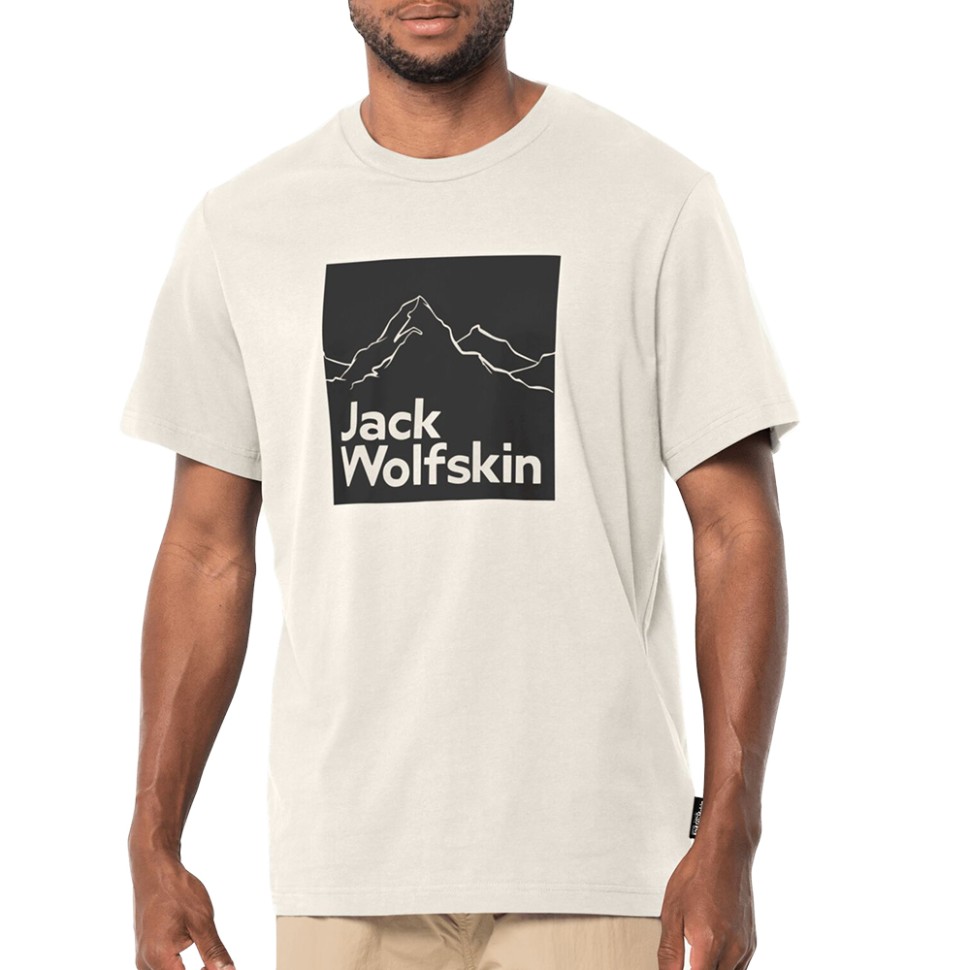 Футболка чоловічі Jack Wolfskin BRAND T M бежева 1809021-5152 — фото 1