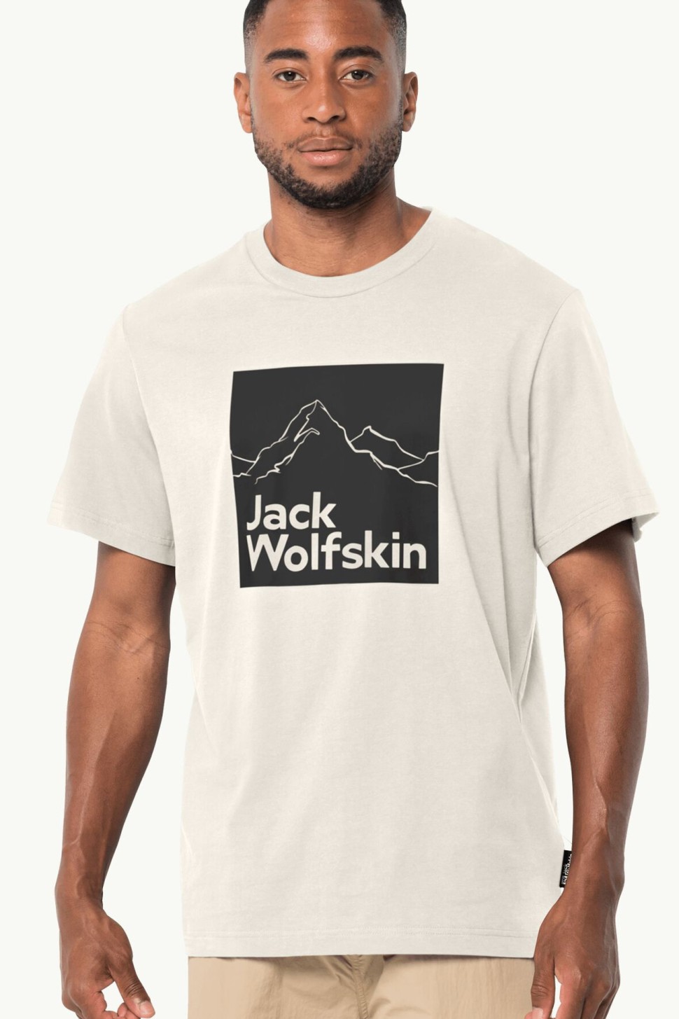 Футболка чоловічі Jack Wolfskin BRAND T M бежева 1809021-5152 — фото 2