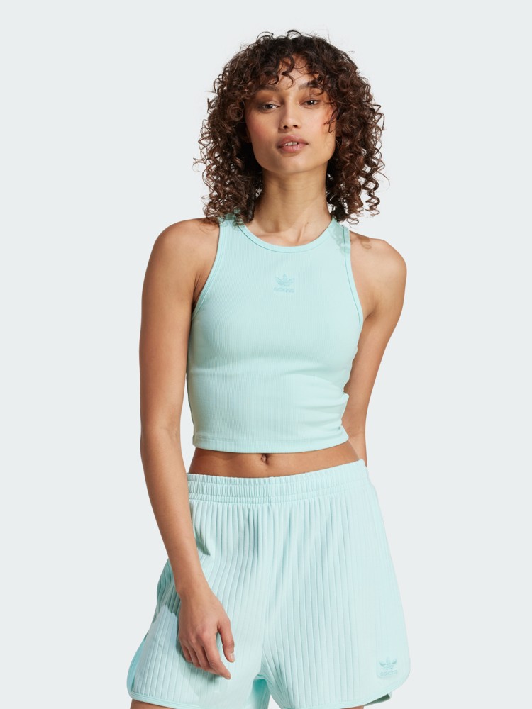 Майка женская Adidas ESS RIB TANK голубая JC9008 изображение 2