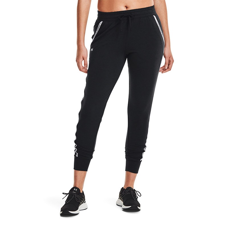 Брюки  женские Under Armour Ua Rival Terry Taped Pant черные 1361095-001 изображение 1