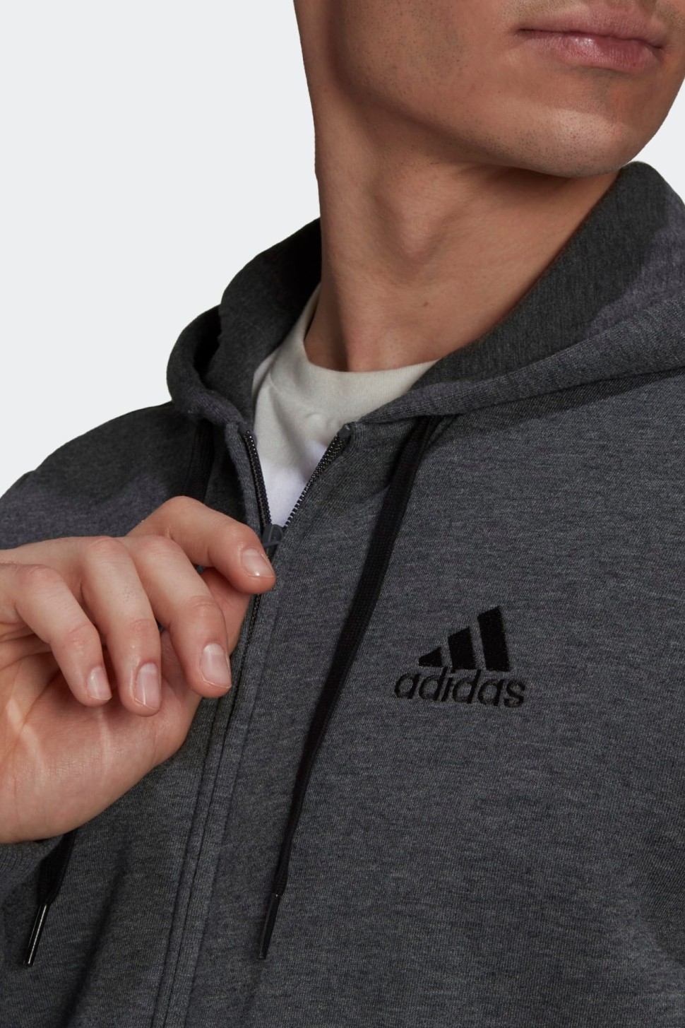 Толстовка мужская Adidas M 3S Fl Fz Hd серая HB0042 — фото 4