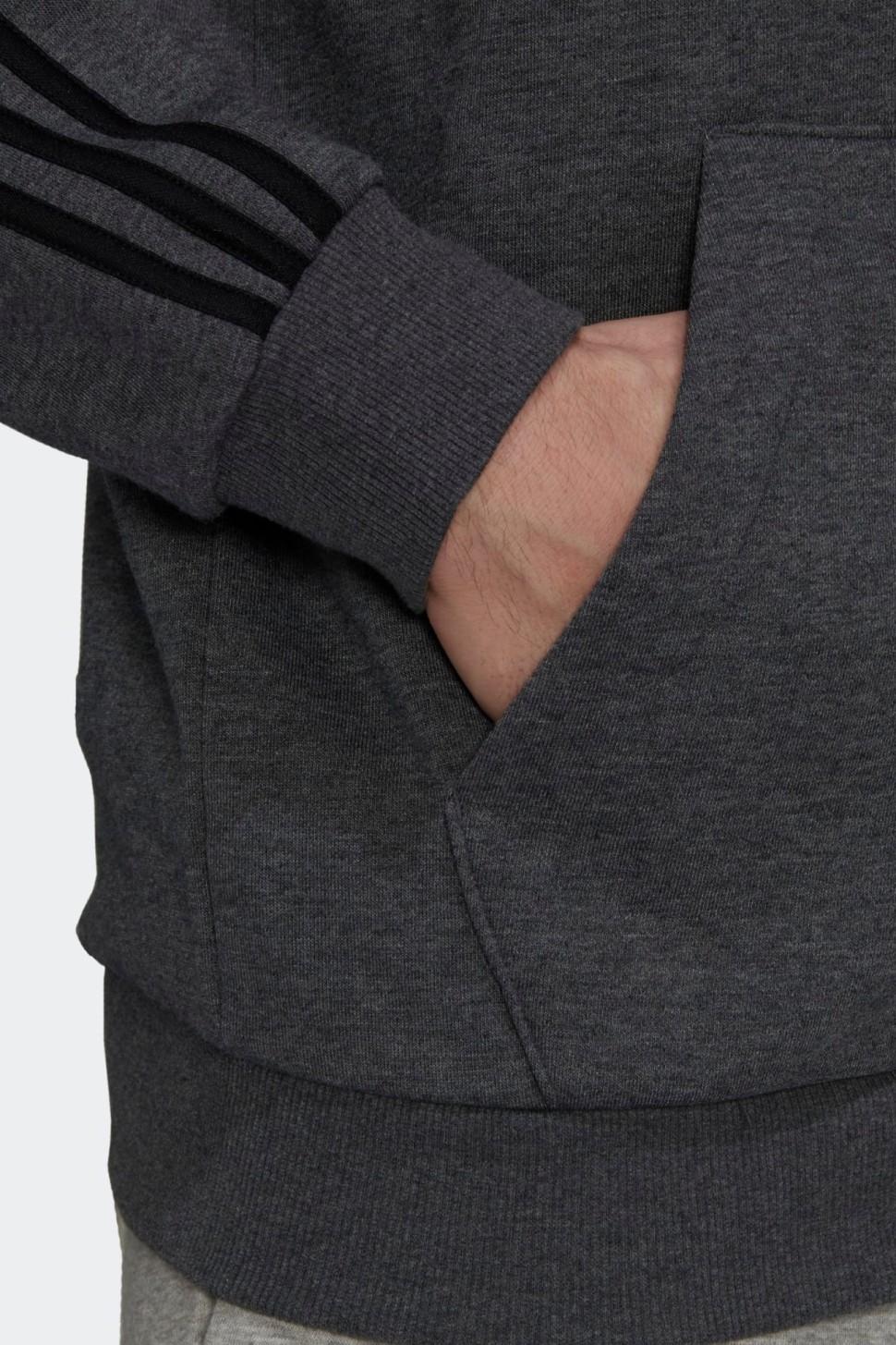Толстовка мужская Adidas M 3S Fl Fz Hd серая HB0042 — фото 5