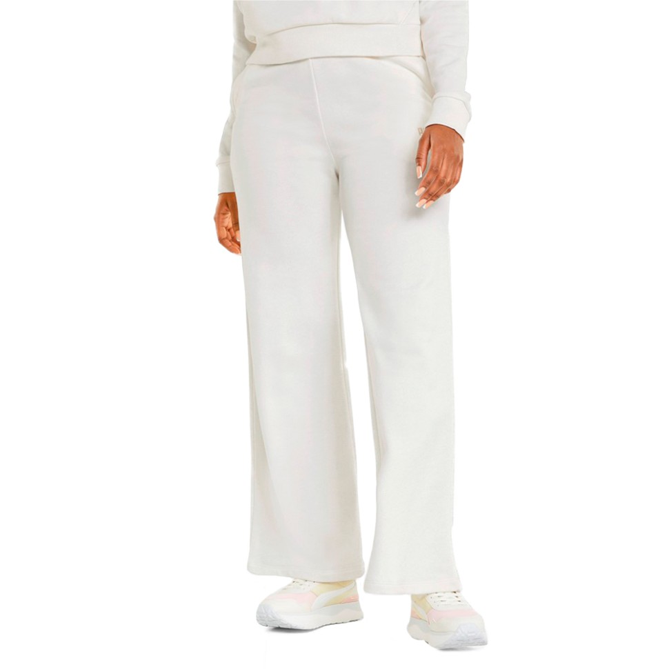 Штани жіночі Puma Ess+ Embroidery Wide Pants бежеві 84833399 — фото 1