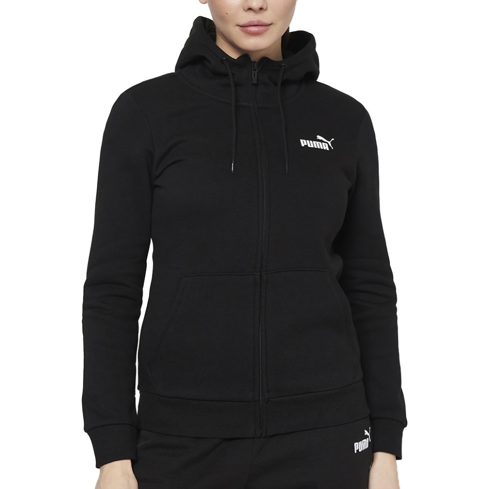 Толстовка жіноча Puma ESS Small Logo Full-Zip Hoodie FL чорна 58681101 — фото 1