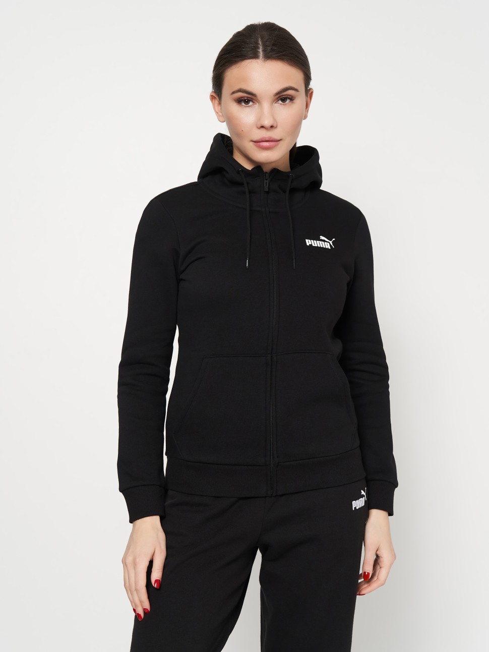Толстовка жіноча Puma ESS Small Logo Full-Zip Hoodie FL чорна 58681101 — фото 2