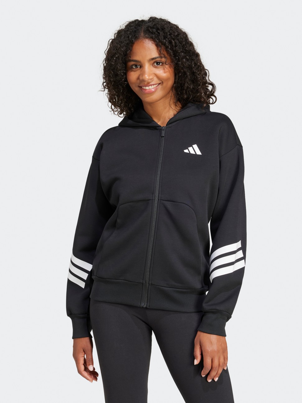Толстовка жіноча Adidas W FI 3S FZ HD чорна JE0171 — фото 3