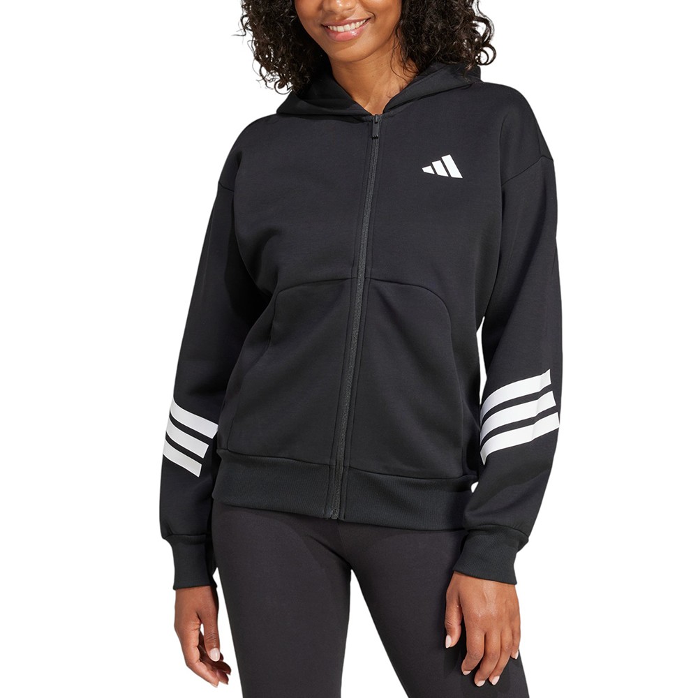 Толстовка женская Adidas W FI 3S FZ HD черная JE0171 изображение 2