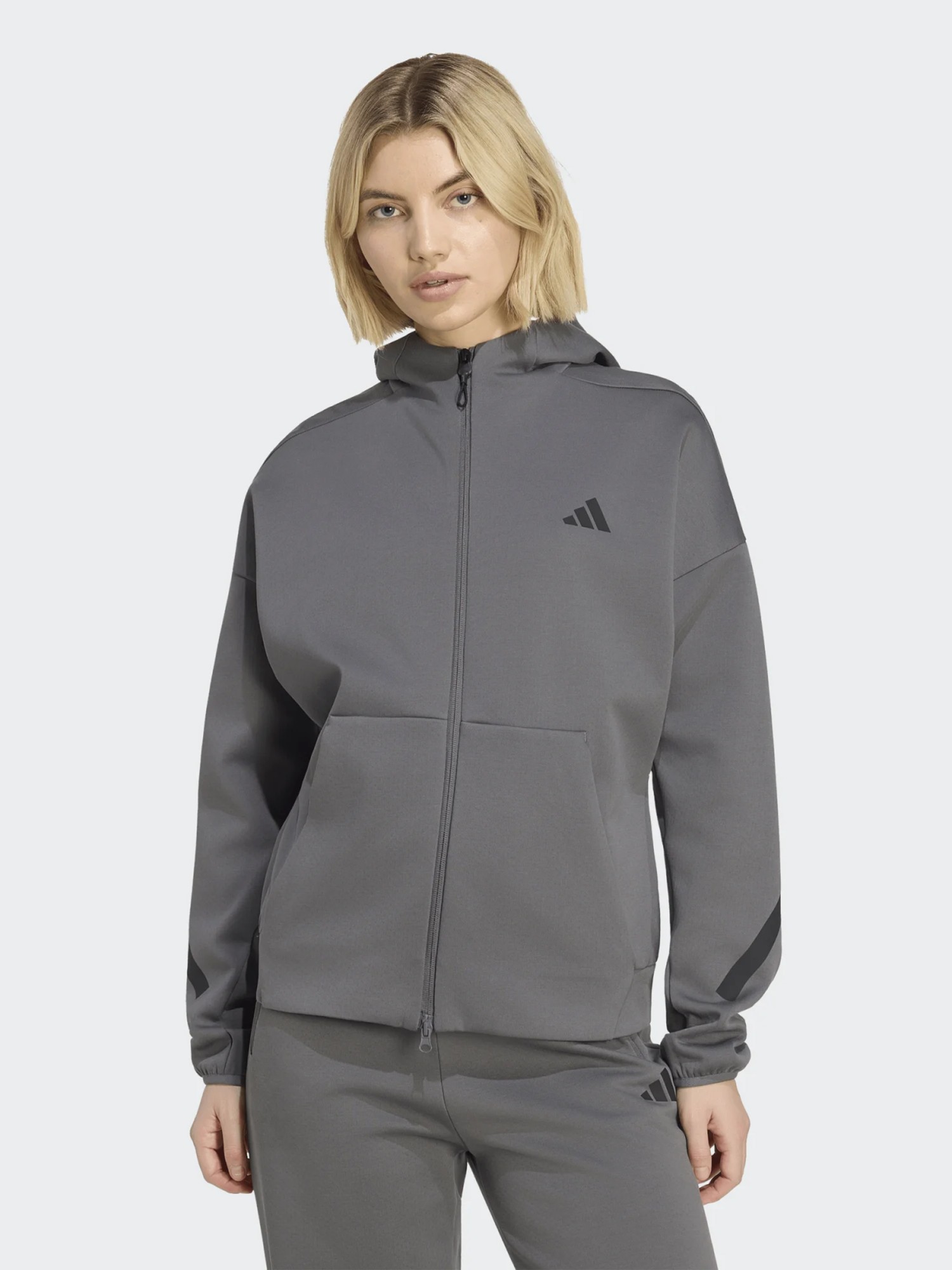 Толстовка жіноча Adidas W Z.N.E. FZ темно-сіра KF6331 изображение 2