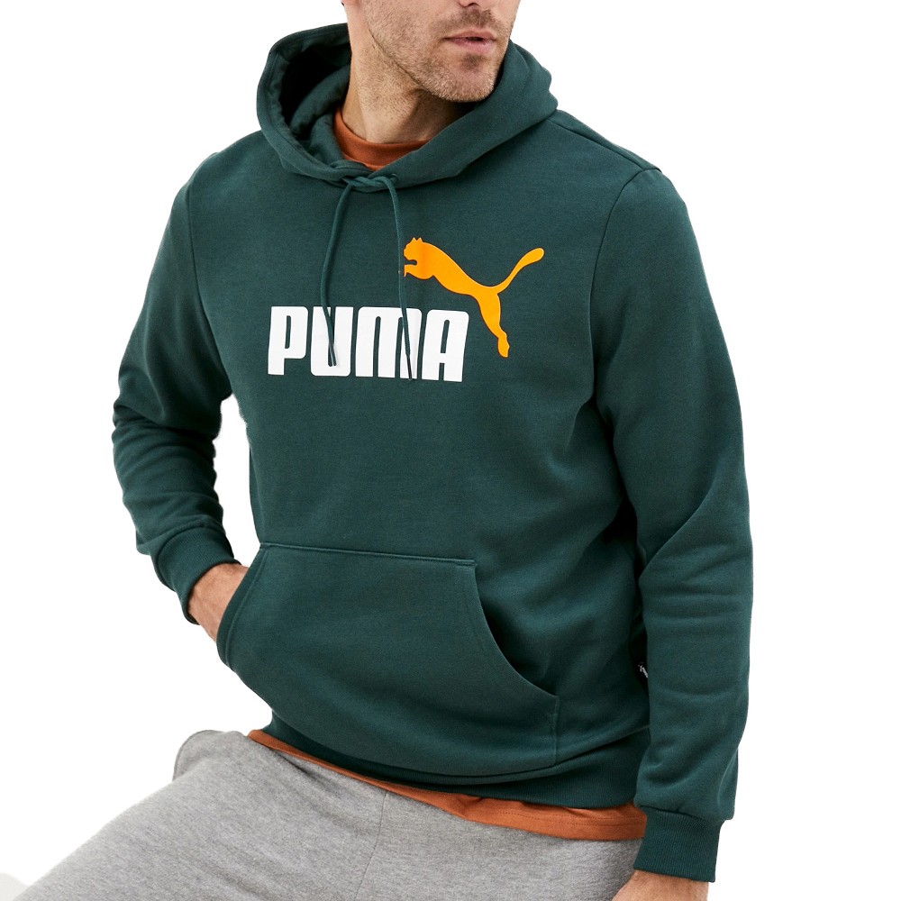 Толстовка мужская ESS+ 2 Col Big Logo Hoodie Puma зеленая 58676480 изображение 1