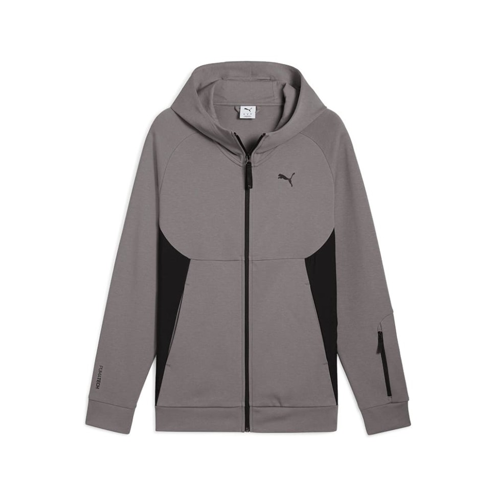 Толстовка чоловіча Puma PUMATECH Full-Zip Hoodie графiтова 68460579 изображение 1