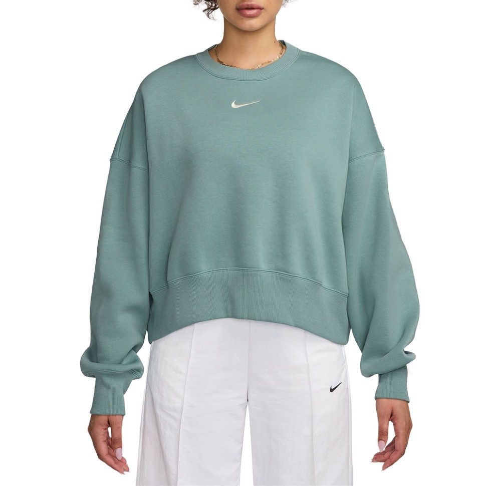 Толстовка женская Nike W NSW PHNX FLC OOS CREW зеленая DQ5761-017 изображение 1
