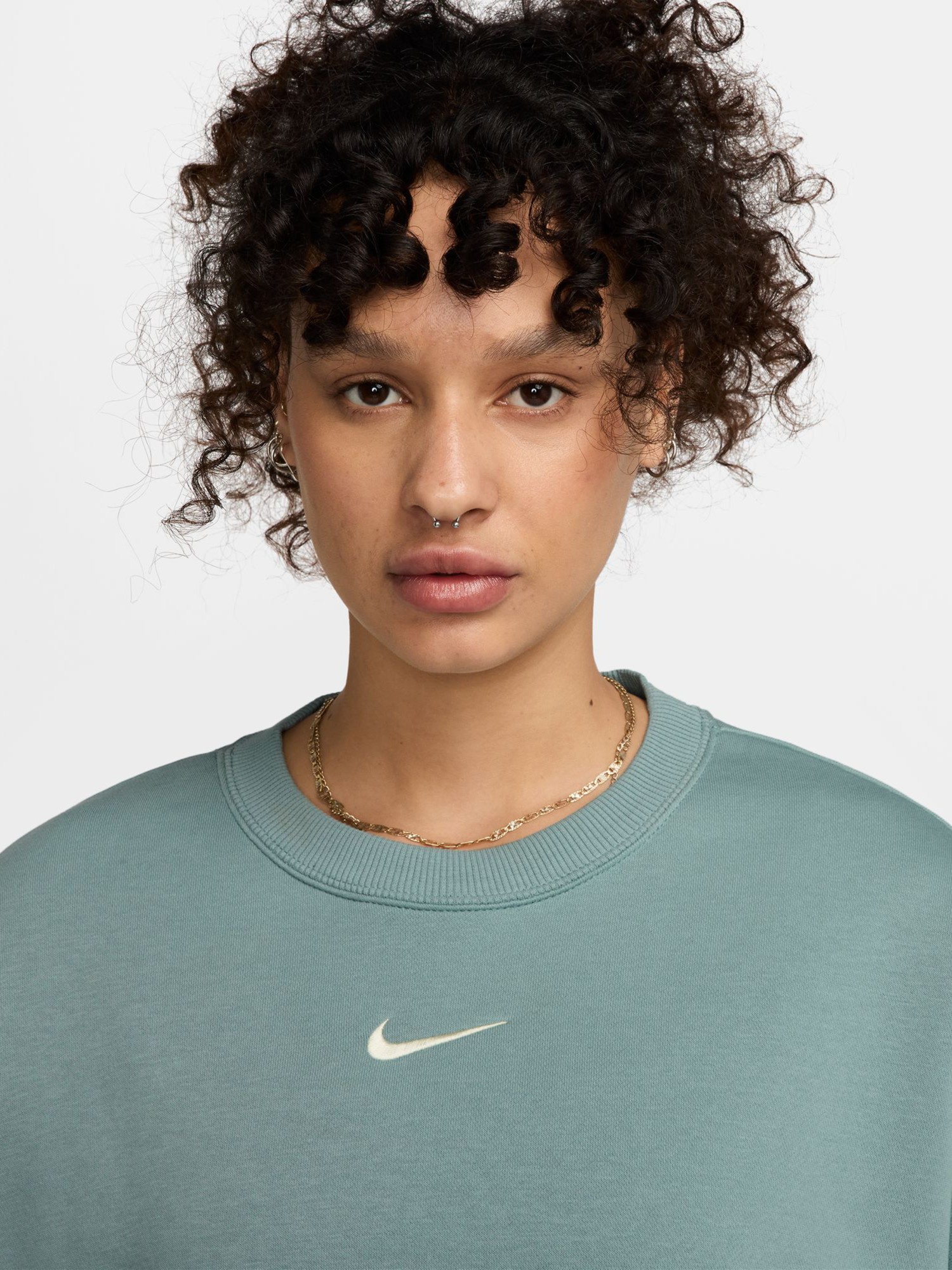 Толстовка женская Nike W NSW PHNX FLC OOS CREW бирюзовая DQ5761-017 изображение 4