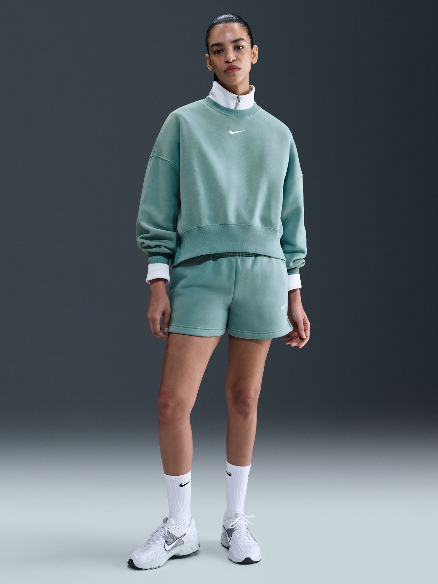 Толстовка женская Nike W NSW PHNX FLC OOS CREW бирюзовая DQ5761-017 изображение 8