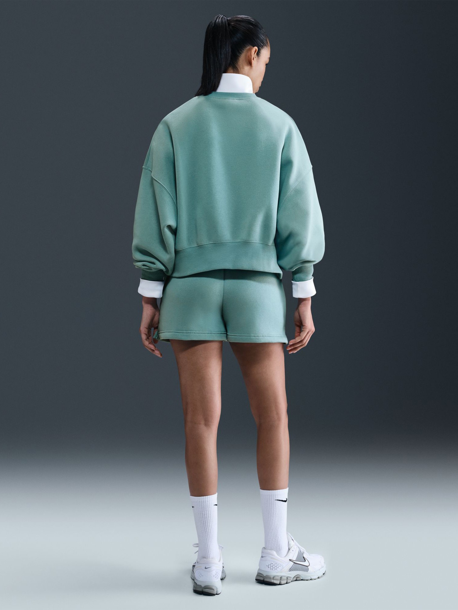 Толстовка женская Nike W NSW PHNX FLC OOS CREW бирюзовая DQ5761-017 изображение 9
