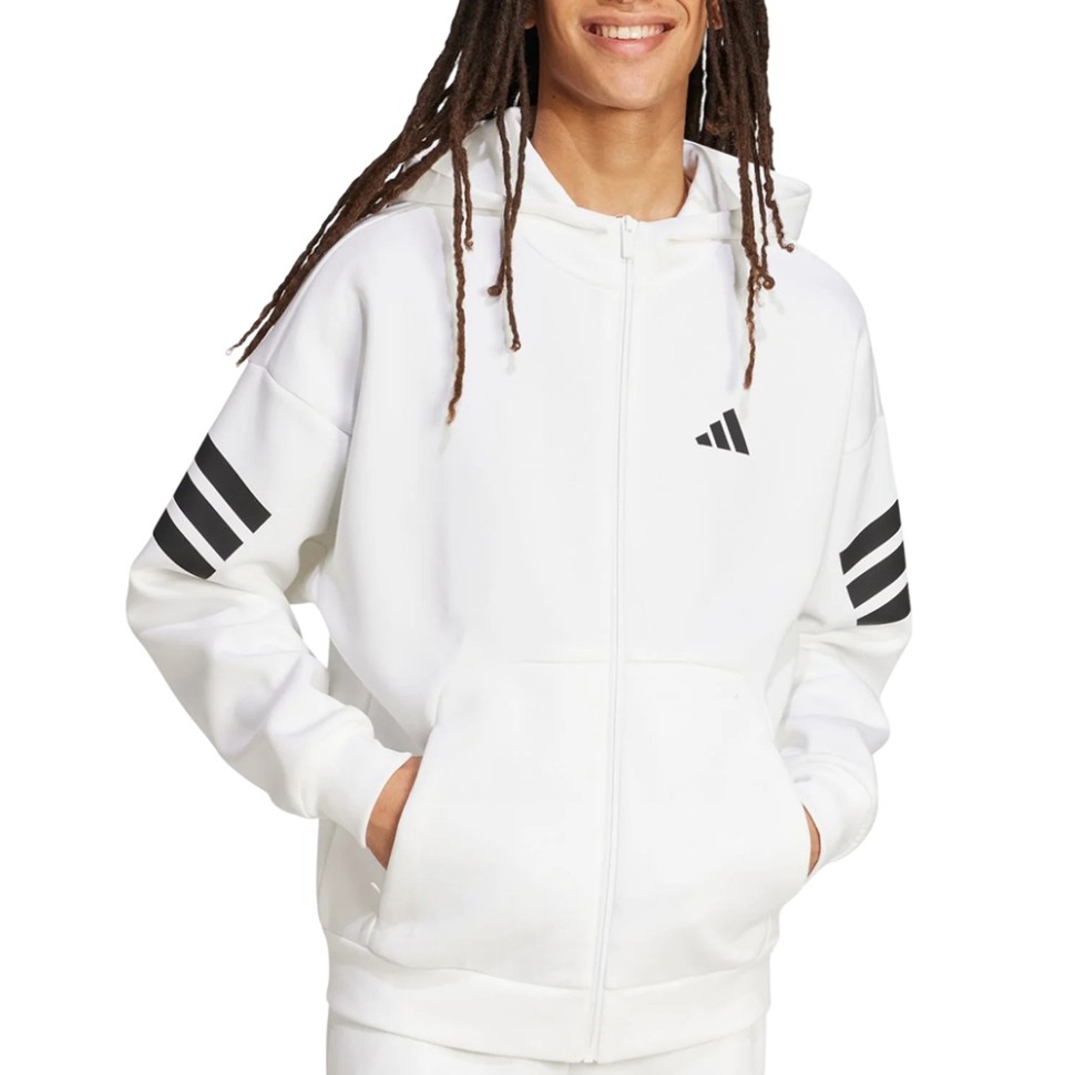 Толстовка мужская Adidas M FI 3S FZ белая JW7106 — Sport City Толстовка мужская Adidas M FI 3S FZ белая JW7106