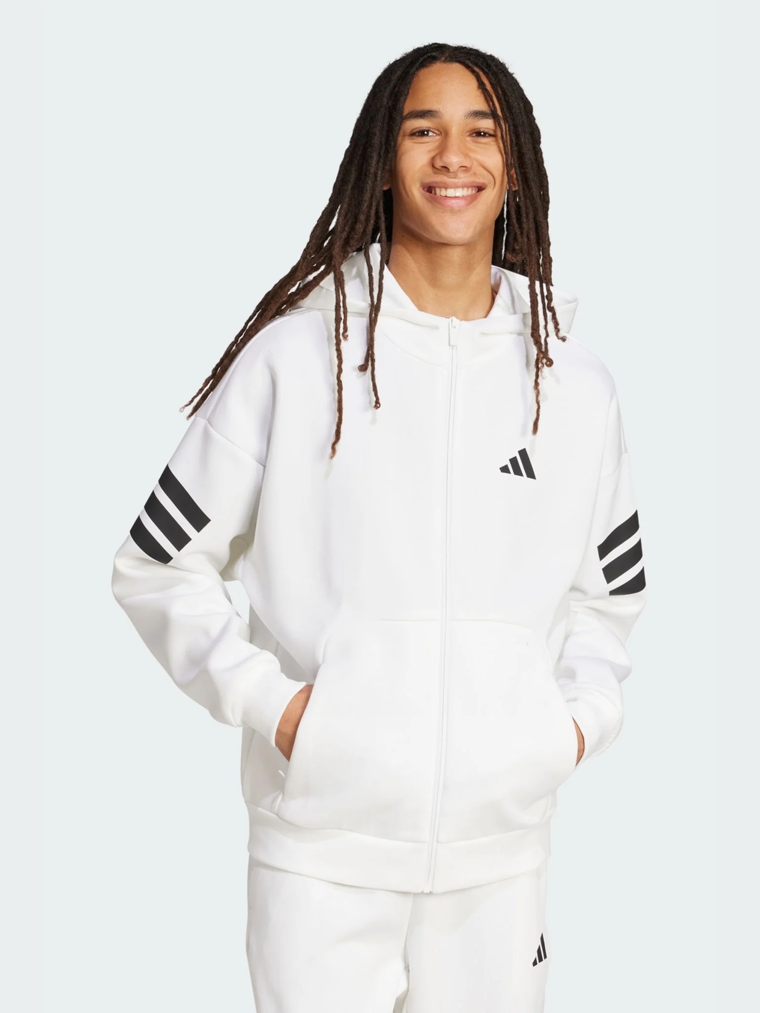 Толстовка чоловіча Adidas M FI 3S FZ біла JW7106 изображение 2