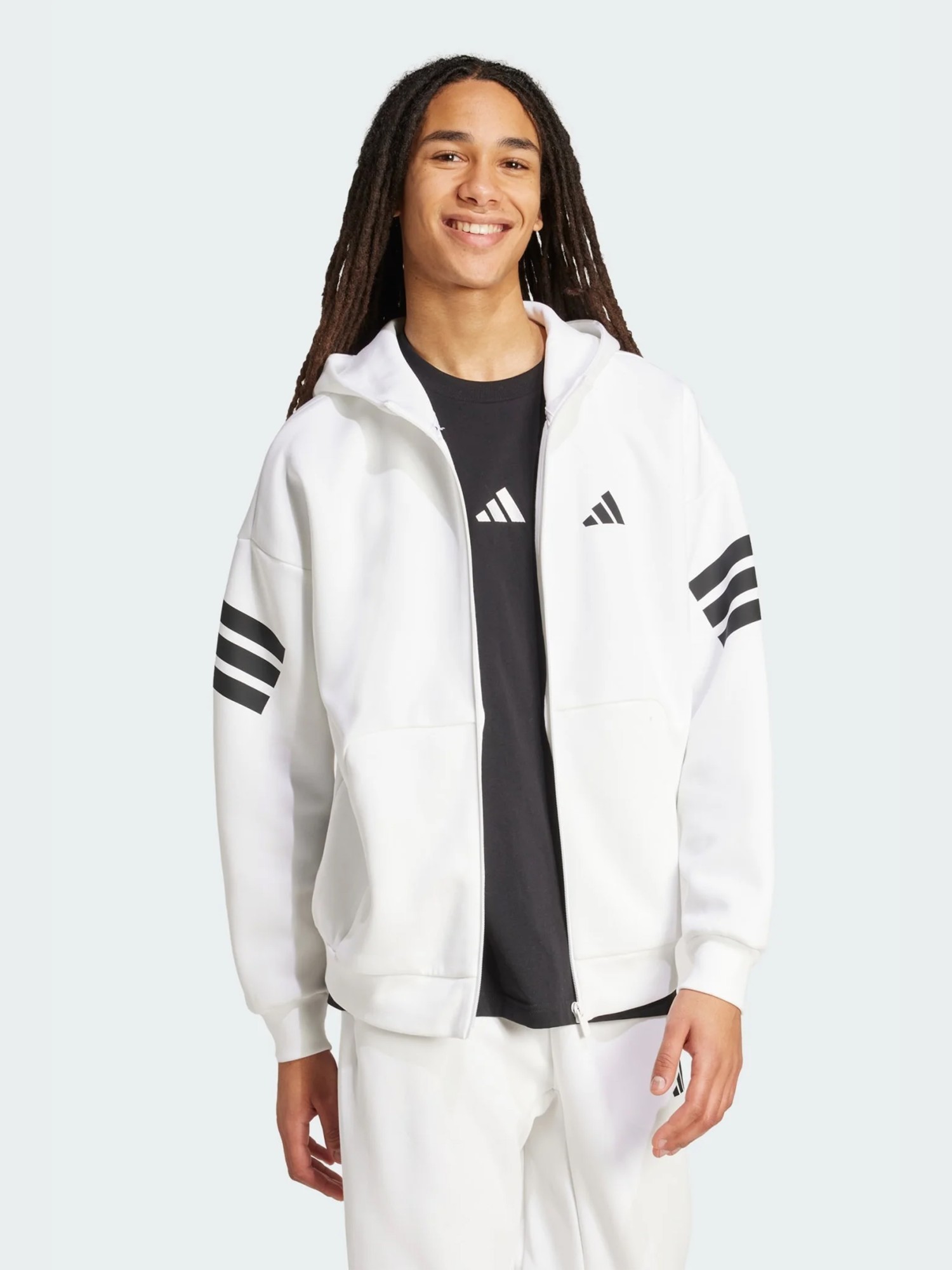 Толстовка чоловіча Adidas M FI 3S FZ біла JW7106 изображение 3