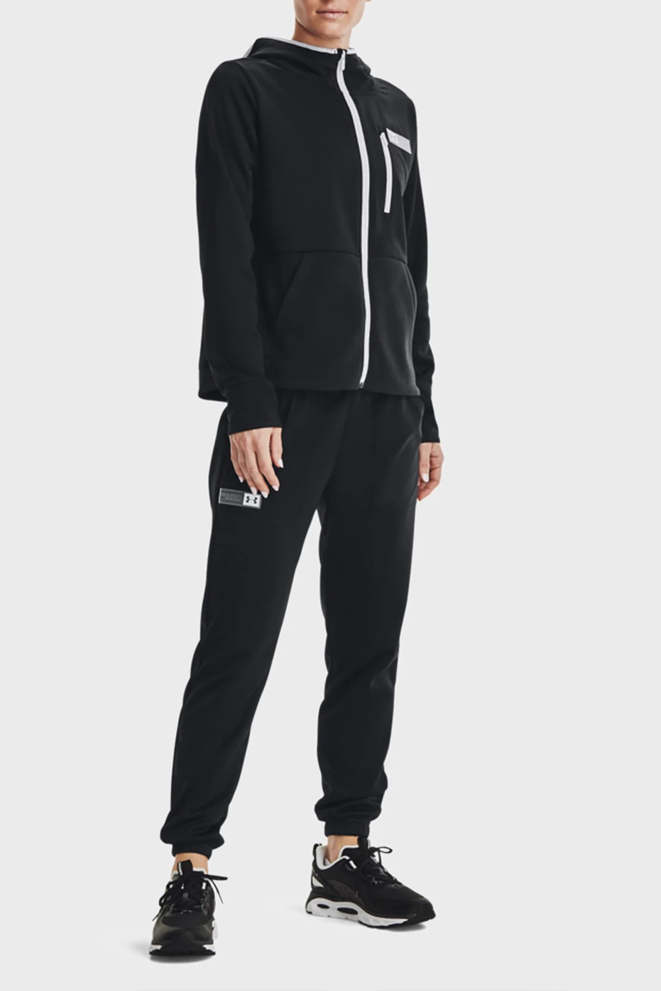 Толстовка женская Under Armour Armour Mixed Media Fz черная 1365875-001 изображение 3