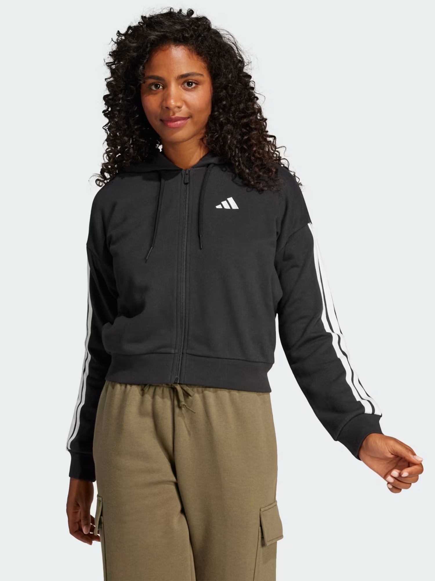 Толстовка жіноча Adidas W 3S FT FZ HD чорна JE0052 изображение 2