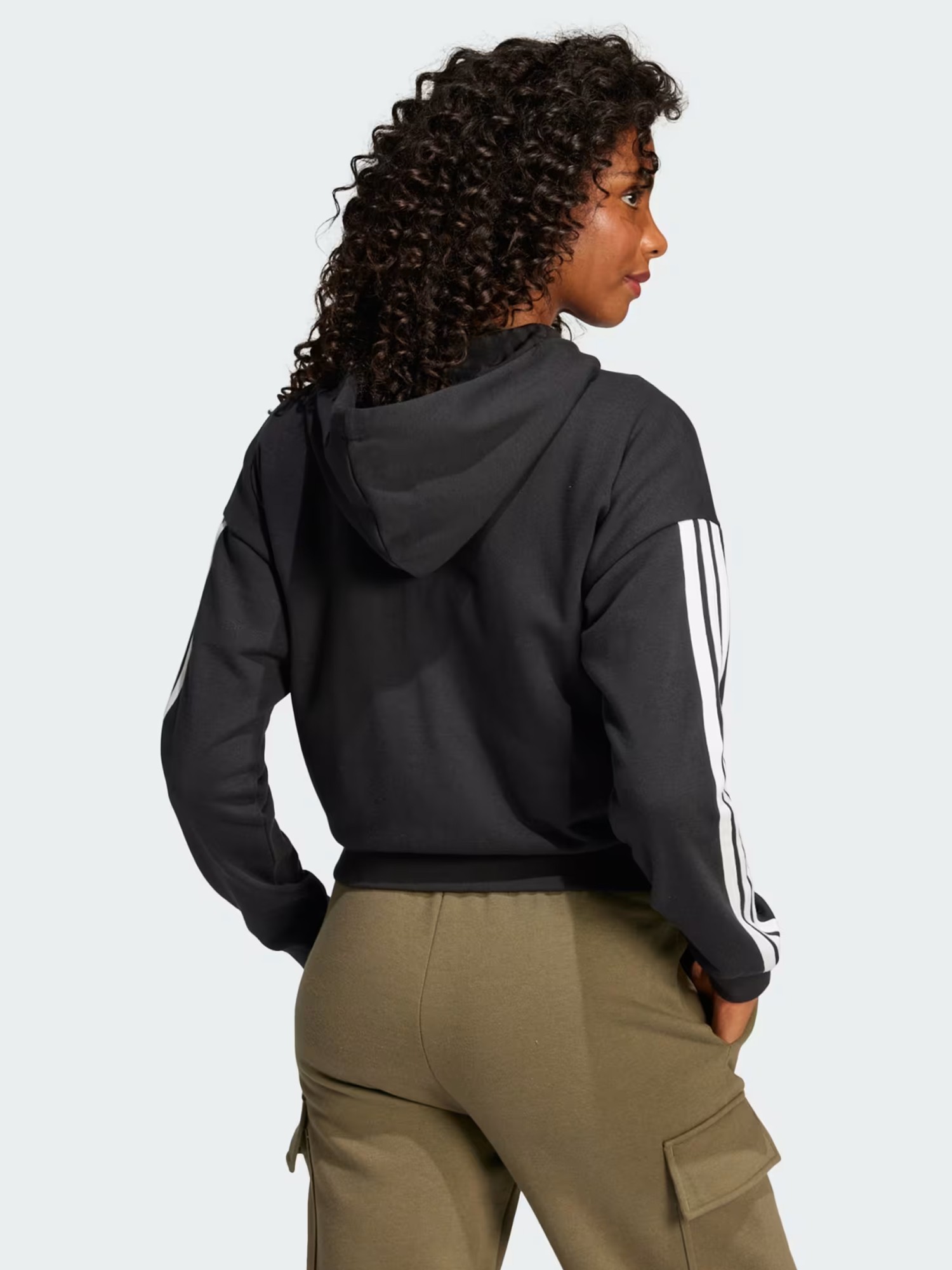 Толстовка жіноча Adidas W 3S FT FZ HD чорна JE0052 изображение 3