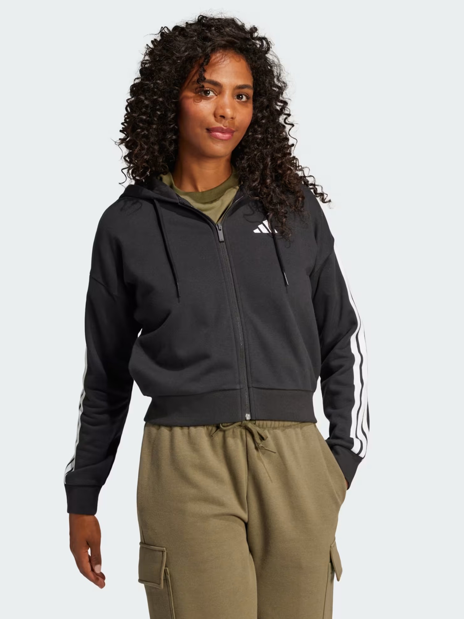 Толстовка жіноча Adidas W 3S FT FZ HD чорна JE0052 изображение 4