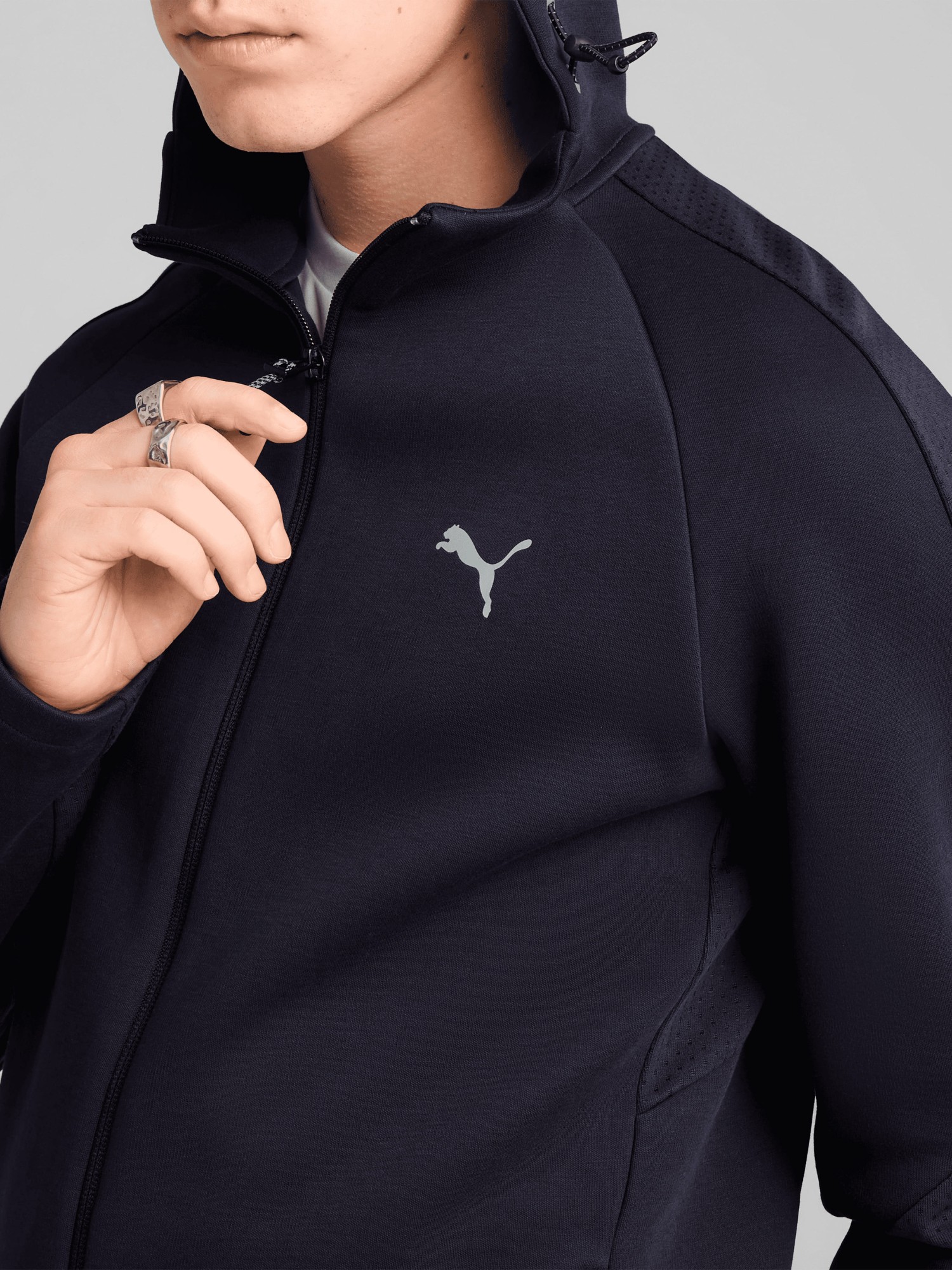 Толстовка мужская Puma EVOSTRIPE Full-Zip Hoodie синяя 68461316 изображение 4