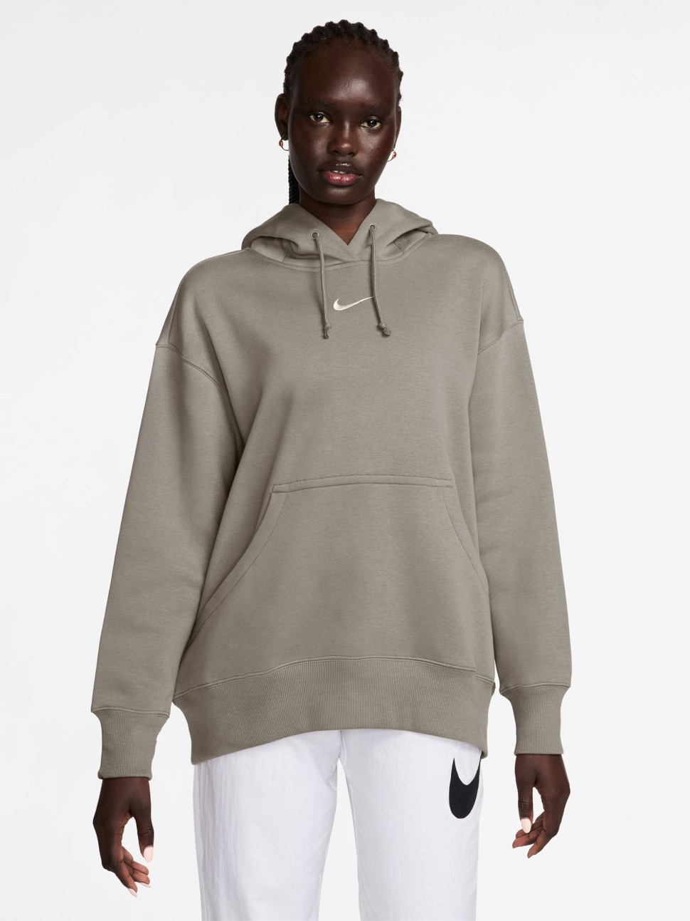 Толстовка жіноча Nike W NSW PHNX FLC OS PO HOODIE сіра DQ5860-009 — фото 2