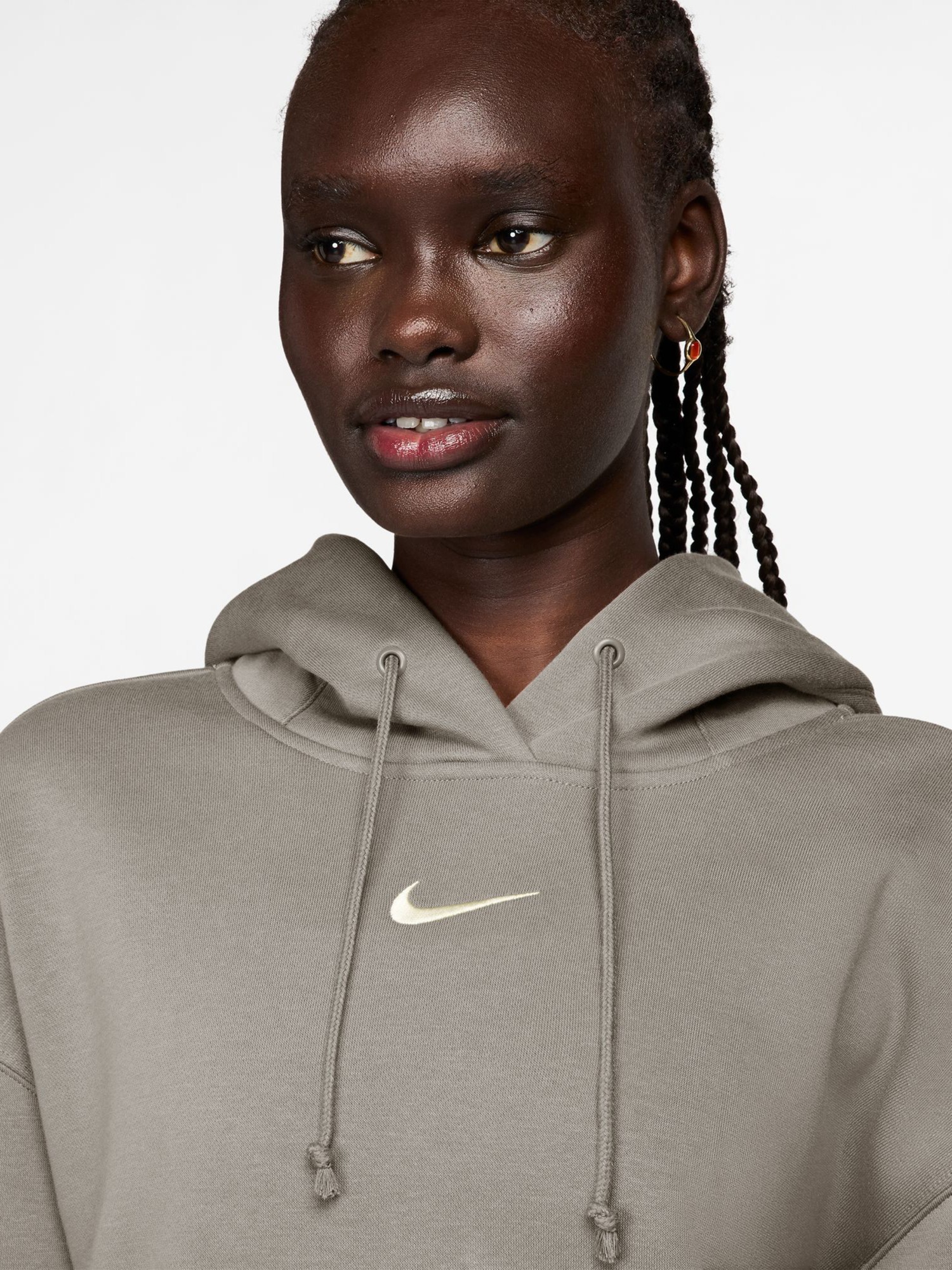 Толстовка женская Nike W NSW PHNX FLC OS PO HOODIE серая DQ5860-009 изображение 4