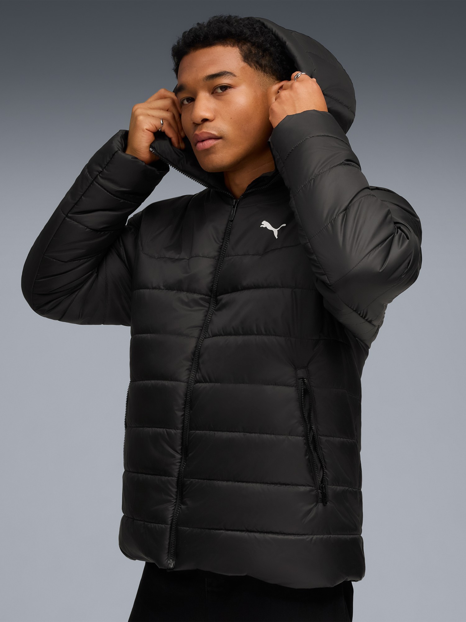 Куртка мужская Puma ESS Hooded Padded Jacket черная 68521101 изображение 4