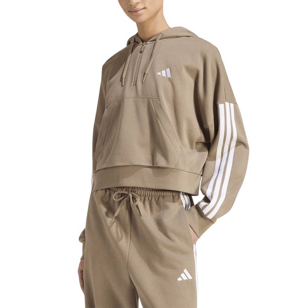 Толстовка женская Adidas W 3S FT QZ HD мокко KF8315