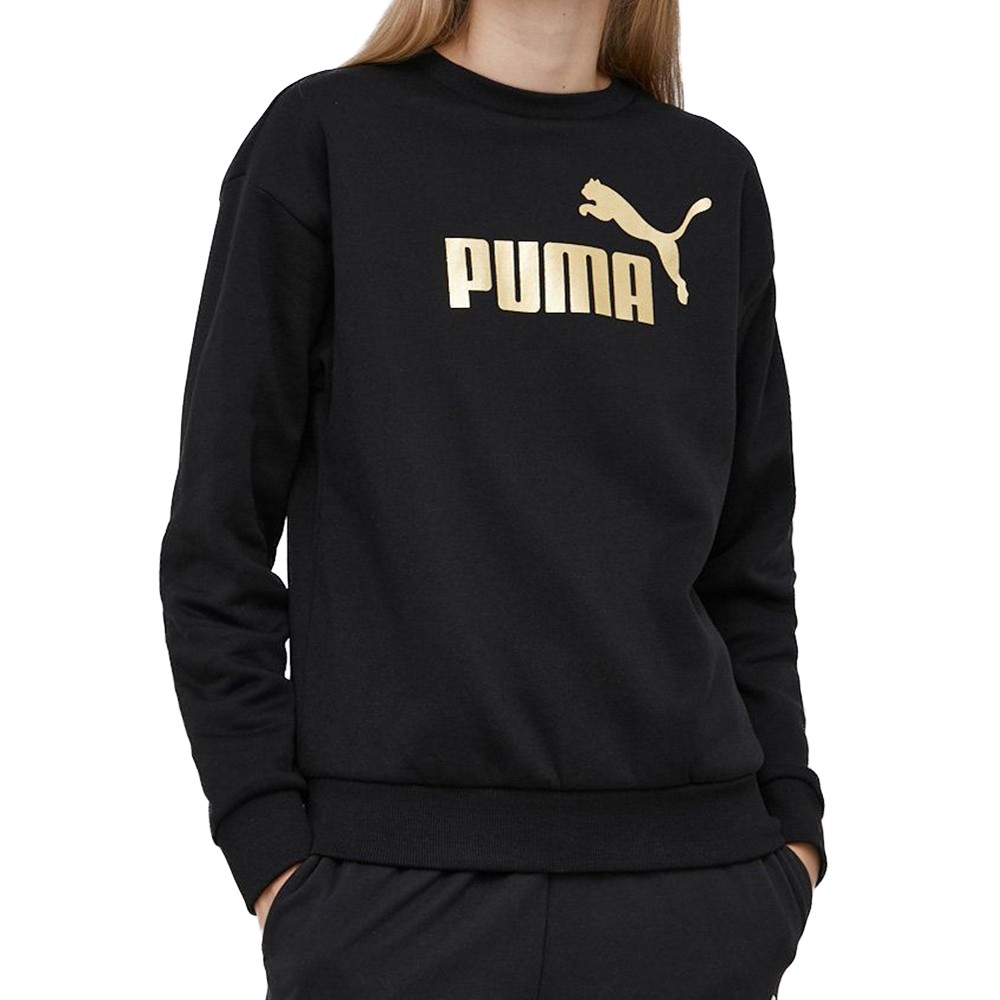 Толстовка женская ESS+ Metallic Logo Crew Puma черная 58689301 изображение 1
