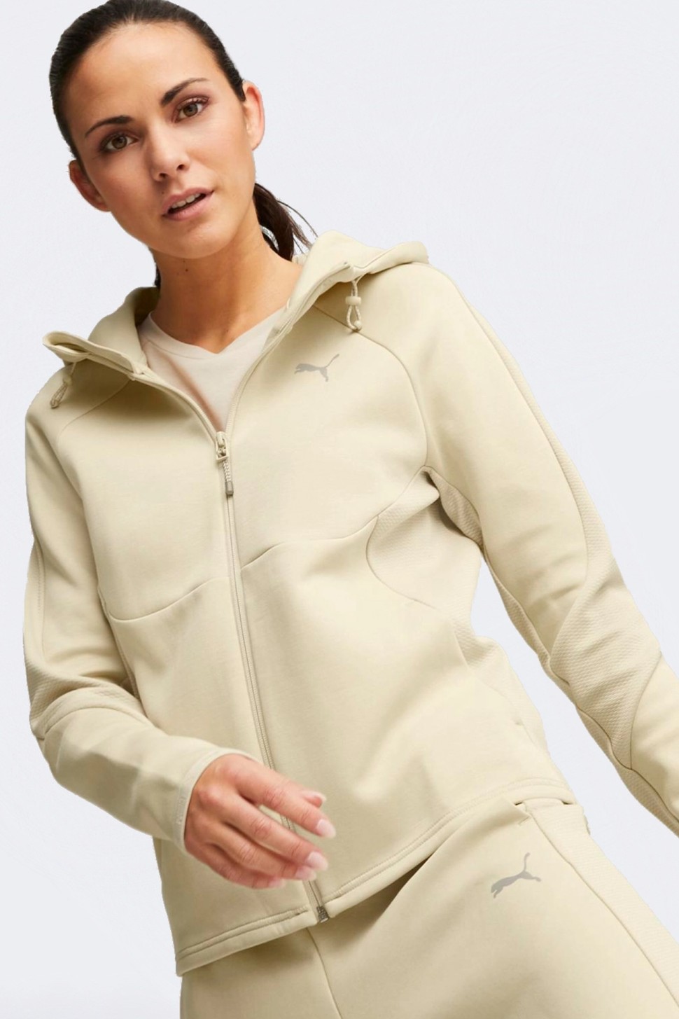 Толстовка жіноча Puma EVOSTRIPE Full-Zip Hoodie бежева 67308588 — фото 3
