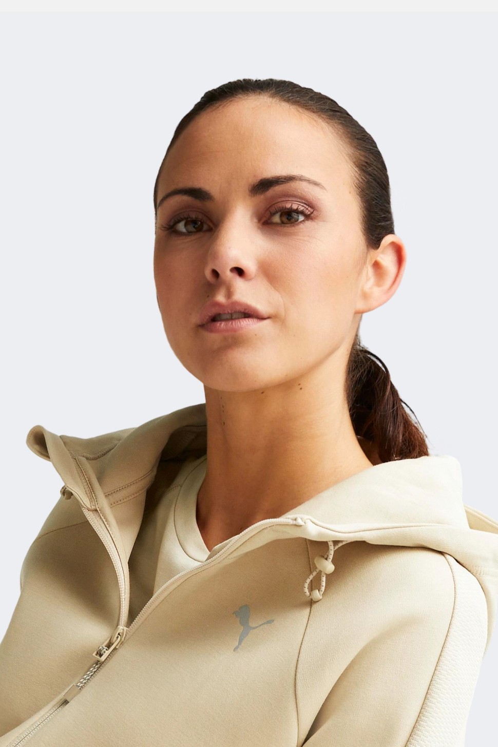 Толстовка жіноча Puma EVOSTRIPE Full-Zip Hoodie бежева 67308588 — фото 5