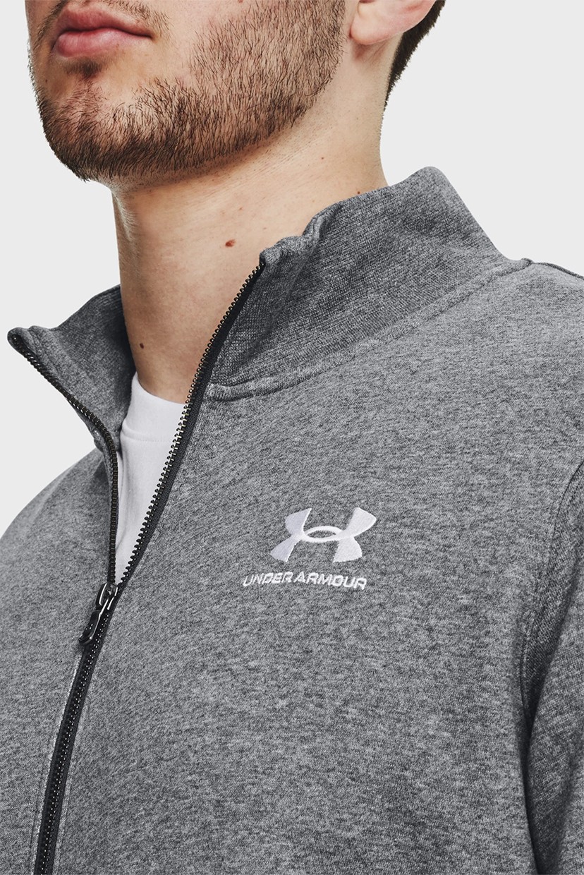 Толстовка мужская Under Armour UA Essential Flc Track Jkt серая 1381035-012 изображение 4