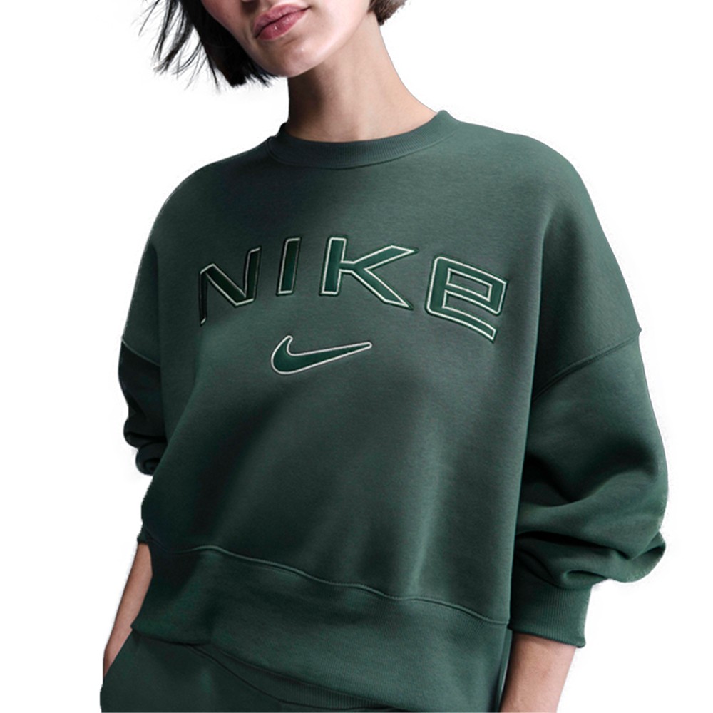 Толстовка женская Nike W NSW PHNX FLC OOS LOGO CREW зеленая FV7674-338