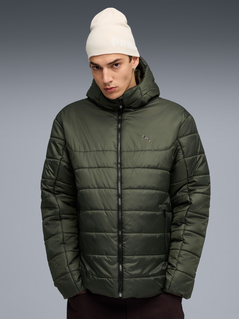 Куртка чоловіча Puma ESS Hooded Padded Jacket хакі 68521170 — фото 2
