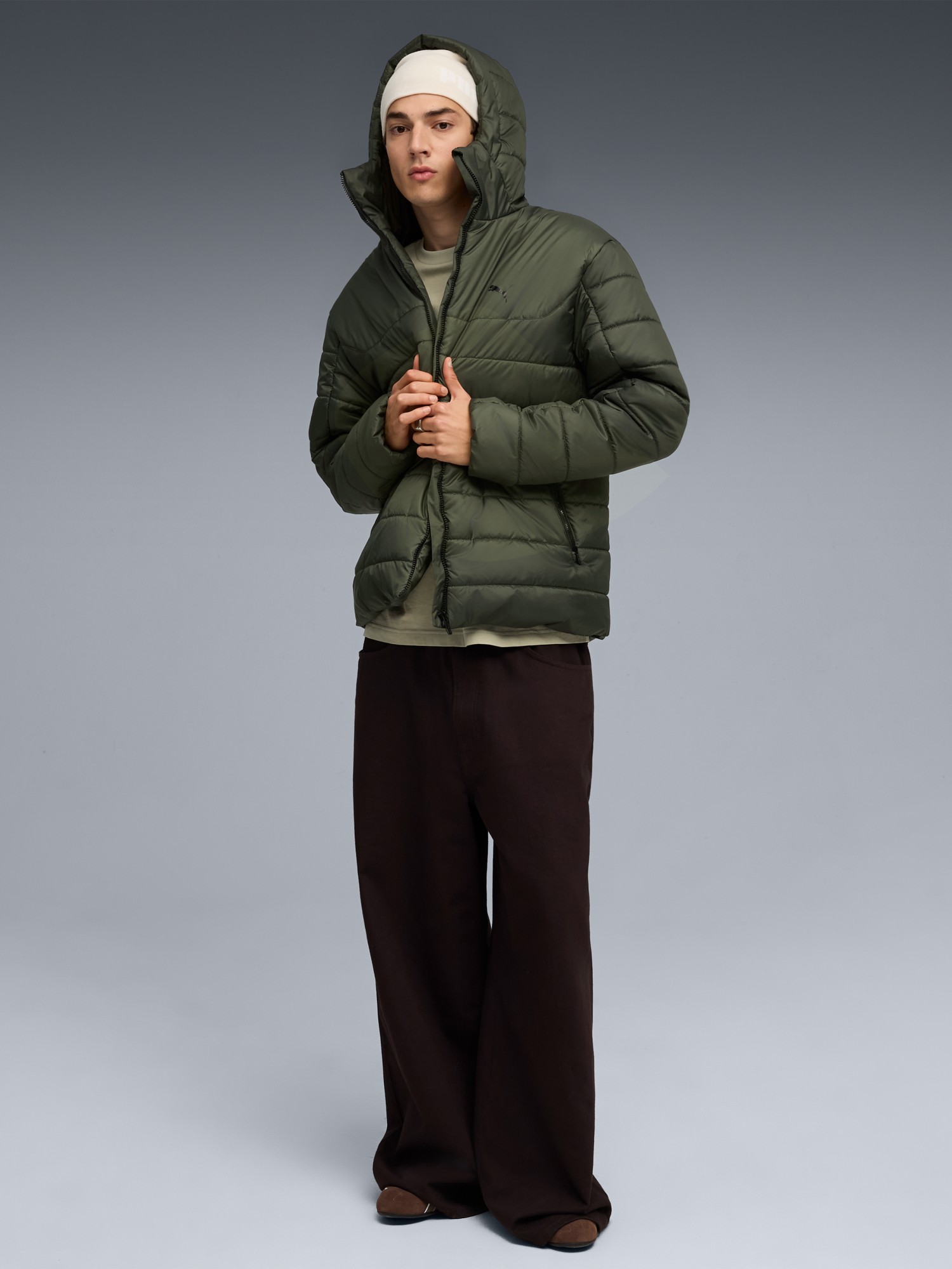 Куртка мужская Puma ESS Hooded Padded Jacket хаки 68521170 изображение 4